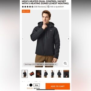 Men's Heated Performance Jacket with Hood - Black